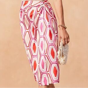 Ann Taylor Skirt Knee Length Pencil Geometric Print Sarong City Modern Sz 4 NWT